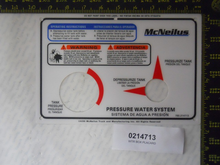 McNeilus 0214713 – Water Box Placard
