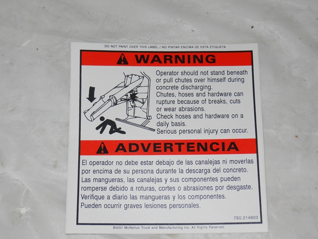 Pull Chute Warning Safety Decal
