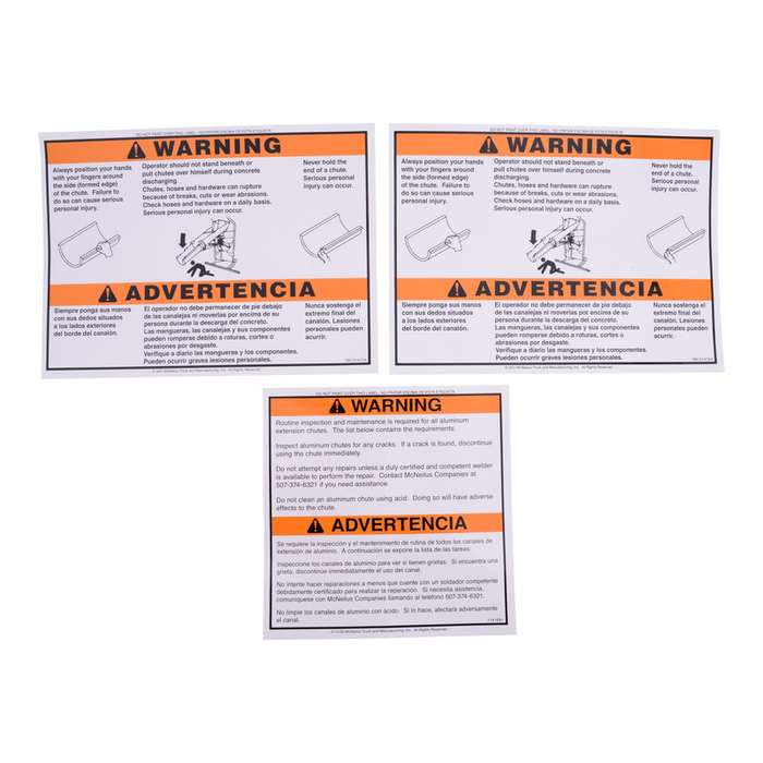 McNeilus 1467409 – Decal Kit, Extension Chute, Aluminum