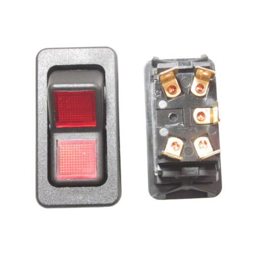 Hopper & Chute Lock Switch with two red lights, part number 0110114 for MTM/McNeilus/Revolution trucks