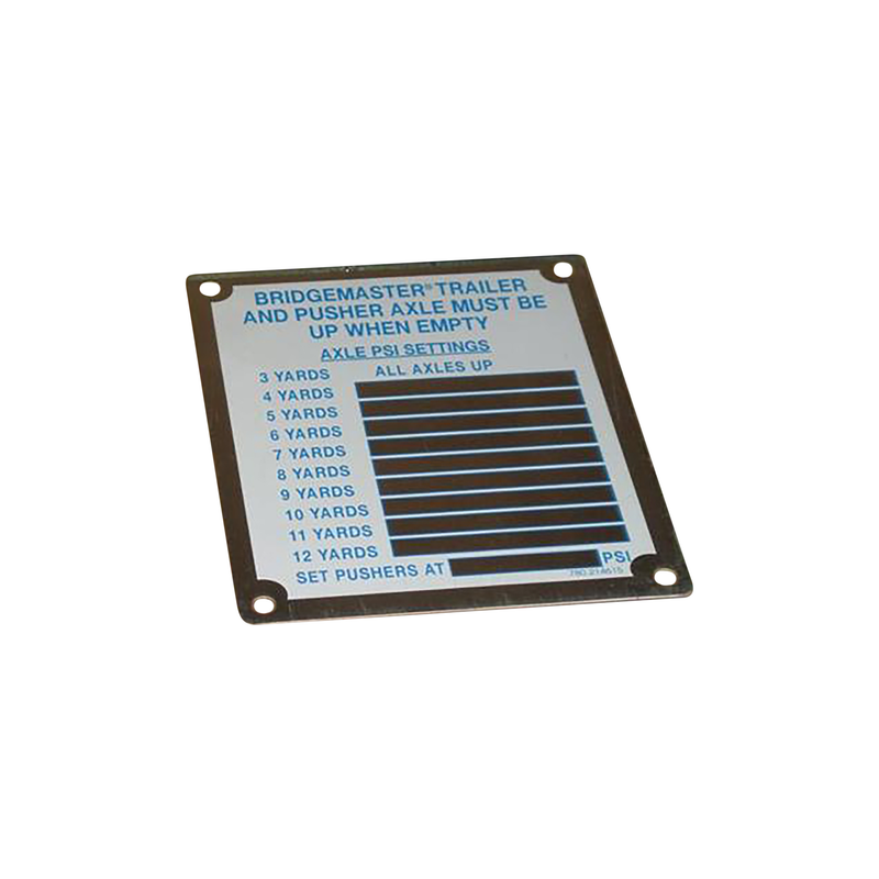 McNeilus 0214615 – Placard, PSI, BM / Pshr, 3-12YD
