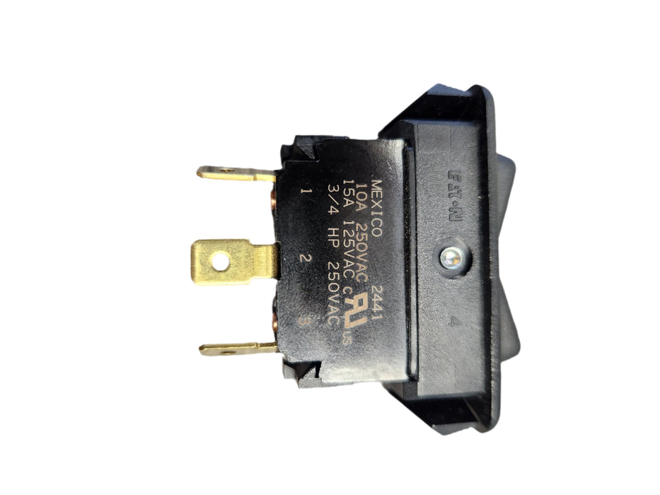 McNeilus/Revolution Rocker Switch Self-Centering, SPDT configuration, part number 0110113, designed for precise control in heavy-duty applications.