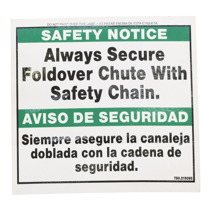 McNeilus 0215095 – Sign, Safe, Note, FO Safety Chain