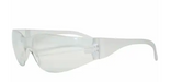 "Clear safety glasses with adjustable temples and anti-fog lenses for durable eye protection."