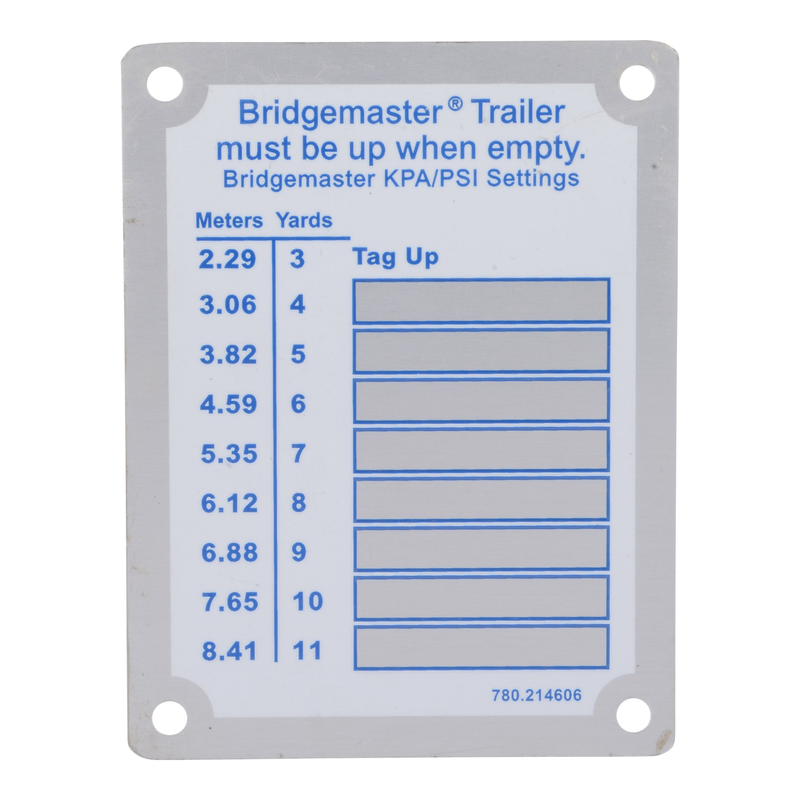 McNeilus 0214606 – Placard, Pressure, BM Axle, 3-11YD