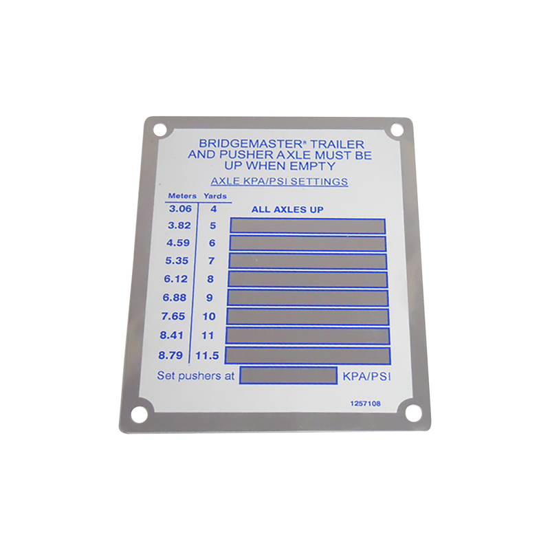 McNeilus 1257108 – Label, 4-11.5 YD BM Pusher PSI