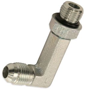 3/8 Male JIC x 3/8 Male O-Ring Boss Fitting 90 degree Straight Thread Elbow Extra Long Steel
