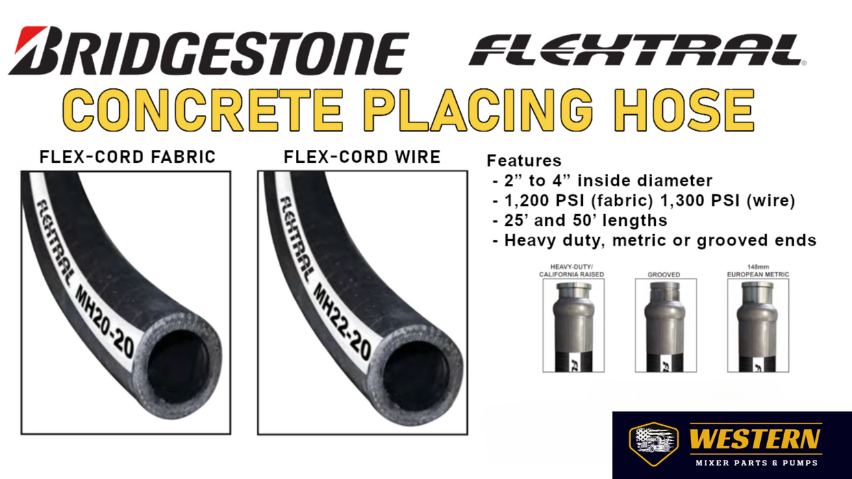 MH20 3.5"  Flex-Cord Fabric Concrete Placement Hose (MH20-350) | Bridgestone