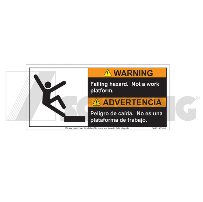 Decal - Falling/No Work Platform - Eng | Weight: 2 lbs