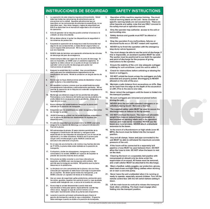 Decal - Safety Operating Instructions | Weight: 2 lbs