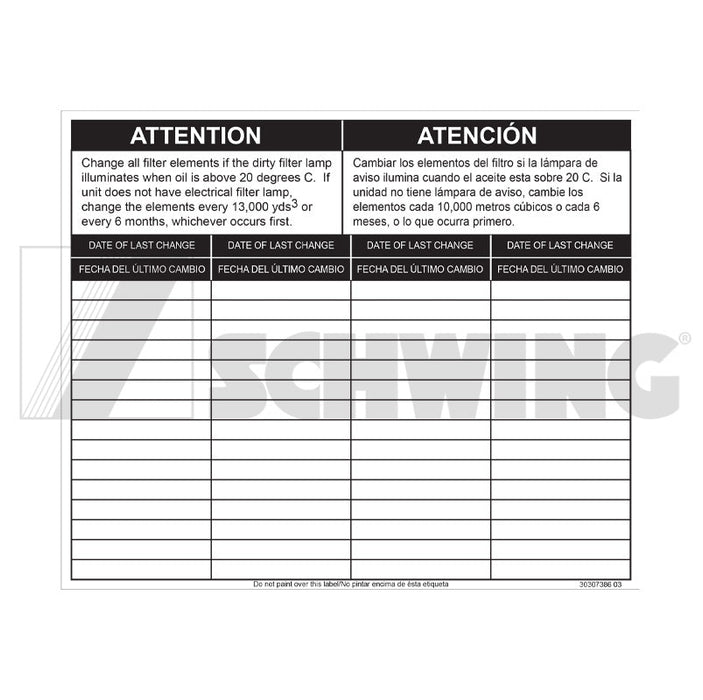 Decal - Adhesive, Change Filter Element | Weight: 2 lbs