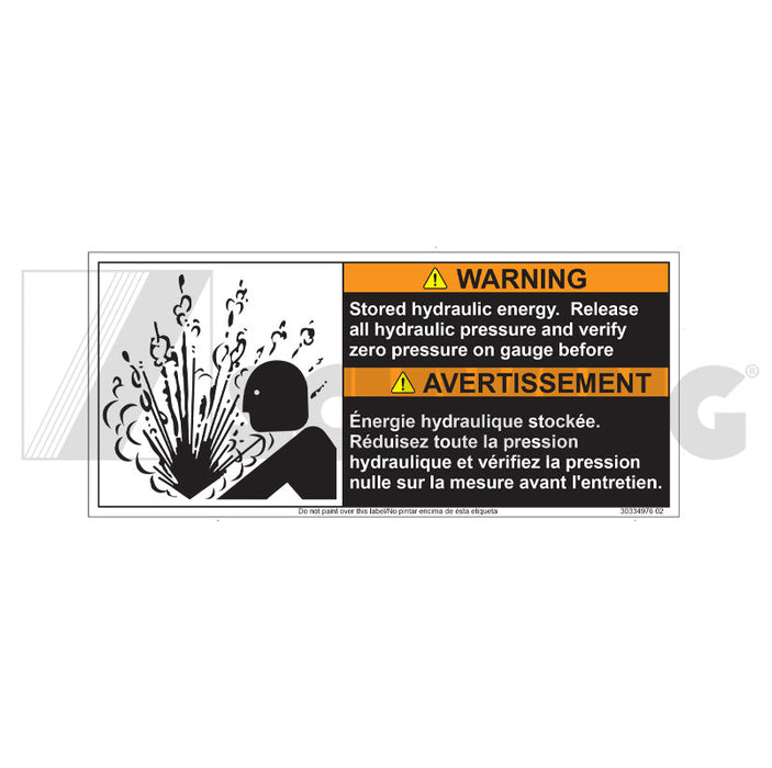 Decal - Stored Hydraulic Energy | Weight: 2 lbs