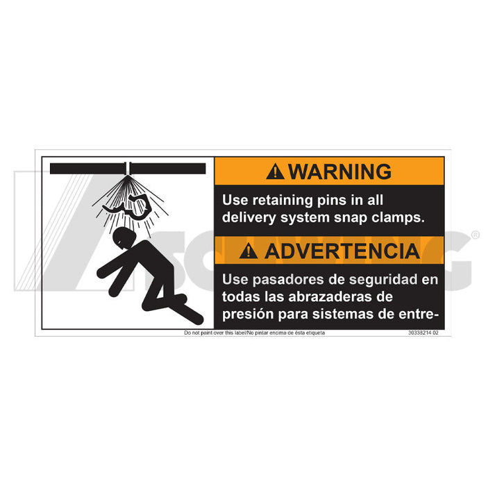 Decal - Warning Clamp Must Be Pinned | Weight: 2 lbs