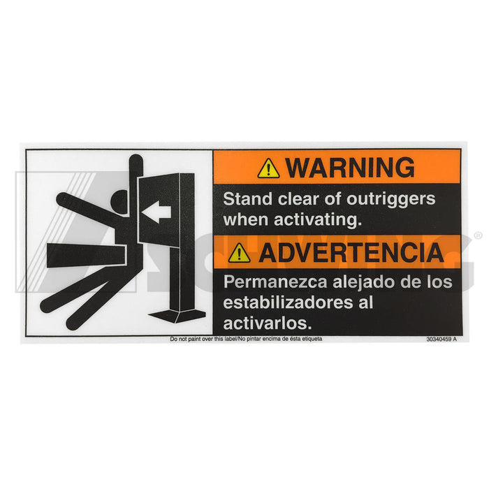 Decal Stand Clear Of Outriggers | Weight: 1 lbs