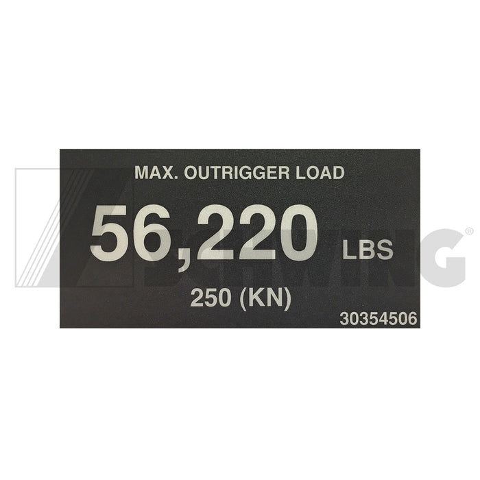 Decal - Outrigger Load 56,220 Lbs | Weight: 2 lbs