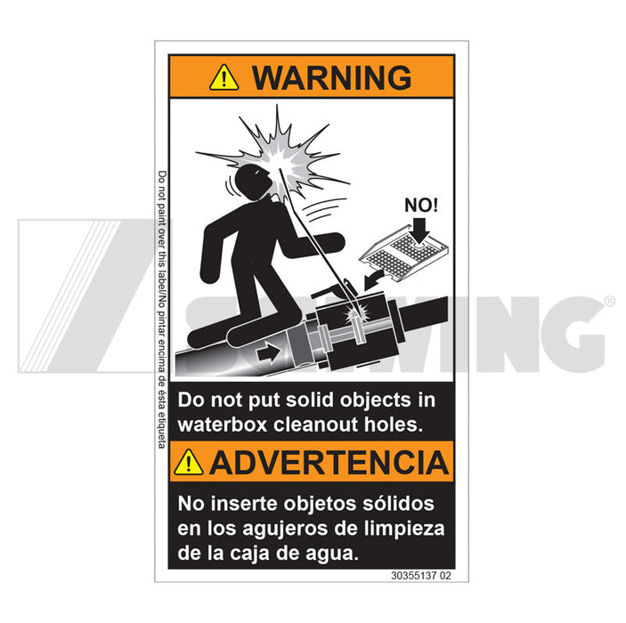Decal , Warning - No Solid Objects | Weight: 2 lbs