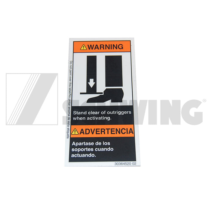 Decal - Adhesive, Stand Clear Of Outrigg | Weight: 2 lbs