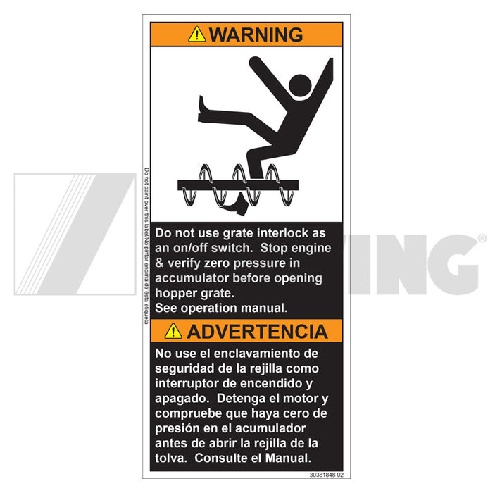 Decal - Warning-Do Not Use Interlock | Weight: 1 lbs | Dimensions: 185 X 83 X 1 MM