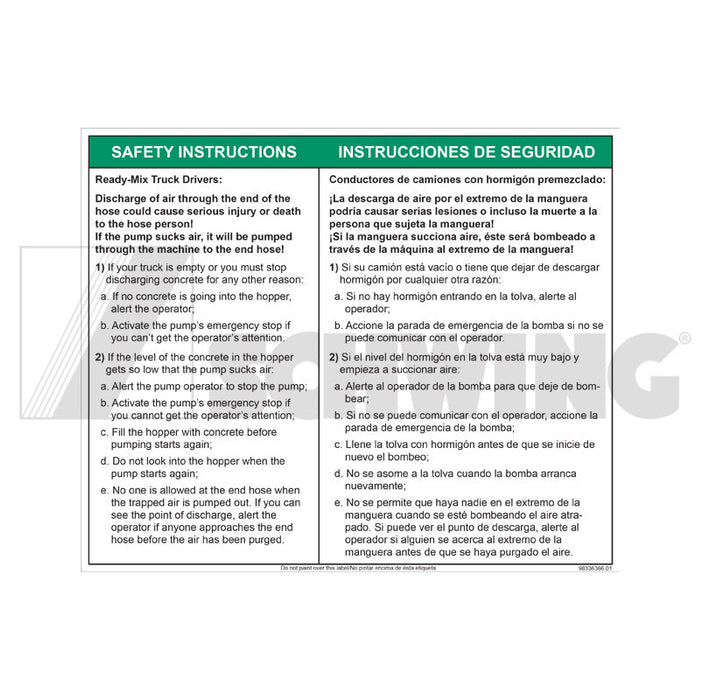 Decal - Hose Safety Instruction | Weight: 1 lbs