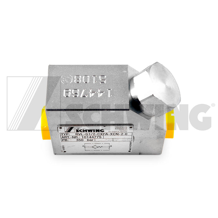 Valve - Hyd, Check Rvl-G1/2 2Bar | Weight: 3 lbs | Dimensions: 82 X 70 X 34 MM