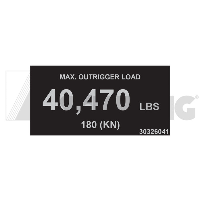 Decal - Outrigger Load 40,470 Lbs | Weight: 1 lbs