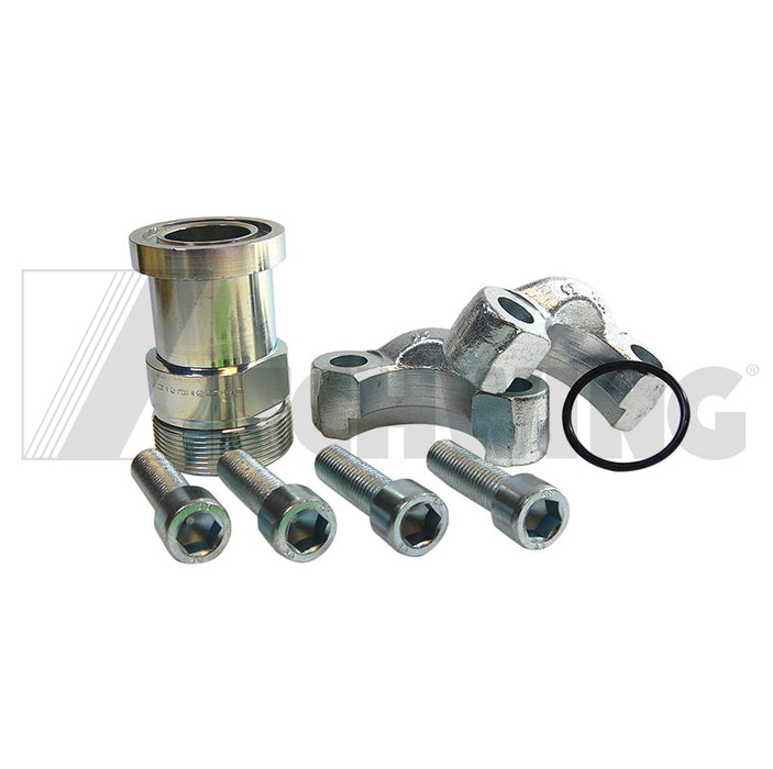 Fitting - Hyd, Connector 1 1/4" W/Flange | Weight: 6 lbs | Dimensions: 130 X 125 X 65 MM