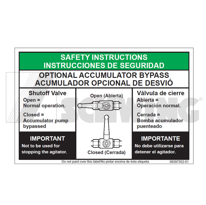 Decal - Accumulator Bypass Instructions | Weight: 1 lbs