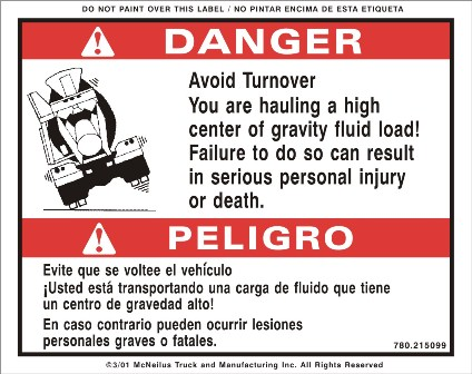 McNeilus 0215099 – Sign, Safe, Dang, Avoid Turnover